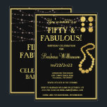 Födelsedagsfesten 50 & Fabulous Black Guld Inbjudningar<br><div class="desc">Elegant och charming 50 och Fabulous födelsedagsfest inbjudan. Den har en viss glam-smycken i roligten som extra beröring och det finns mycket att anpassa för att passa din egen händelse. Alla designfrågor, skicka bara ett e-postmeddelande till charmdesignstudio@rcn.com så hjälper vi oss gärna. Det finns många party-artiklar som skulle vara lämpliga...</div>