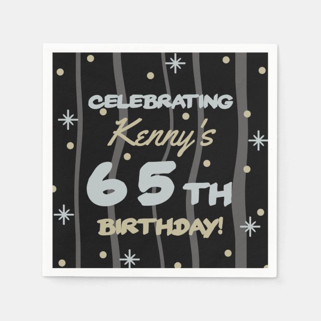 Födelsedagsfesten 65e Lägg till ditt namn Pappersservett (Framsidan)
