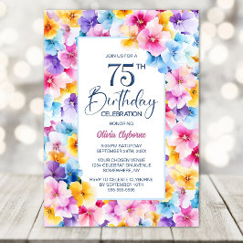 Födelsedagsfesten 75:e Blommigt Inbjudningar