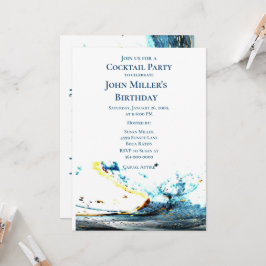 Födelsedagsfesten abstrakt Blue Wave Cocktail Inbjudningar