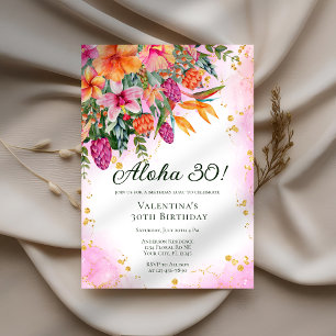 Födelsedagsfesten Aloha Luau-Blommigten, färgstark Inbjudningar