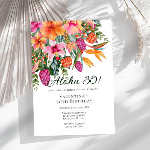 Födelsedagsfesten Aloha Luau-Blommigten, färgstark Inbjudningar