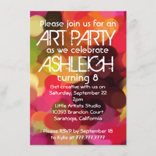 Födelsedagsfesten Art Paint Party Inbjudningar