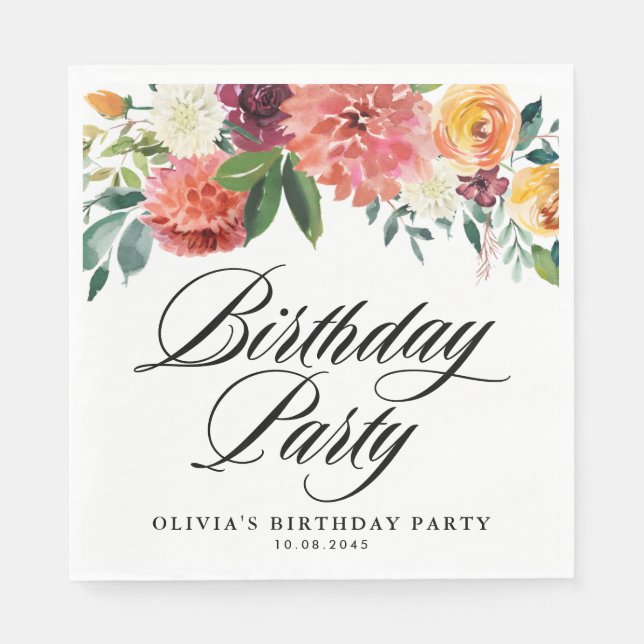 Födelsedagsfesten Autumn Blooms Garland Fall Pappersservett (Framsidan)