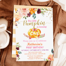 Födelsedagsfesten Autumn Pumpkin Blommigt Girl Bab