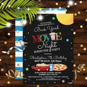 Födelsedagsfesten Backyard Movie Night Inbjudningar