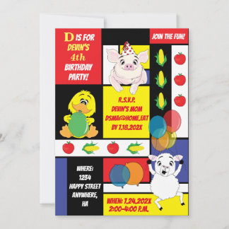 Födelsedagsfesten Barnyard Animals Inbjudningar