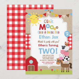 Födelsedagsfesten Barnyard med inbjudan till gårds