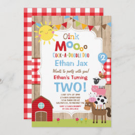 Födelsedagsfesten Barnyard med inbjudan till gårds