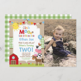 Födelsedagsfesten Barnyard med inbjudan till gårds