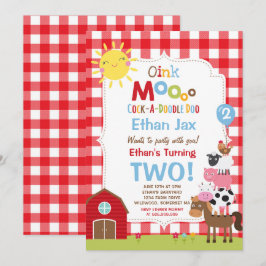 Födelsedagsfesten Barnyard med inbjudan till gårds