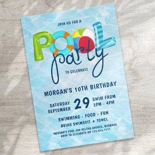Födelsedagsfesten bassäng Party Barn Inbjudningar