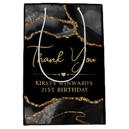 Födelsedagsfesten Black och Guld Faux Glitter Agat