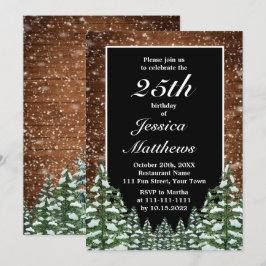 Födelsedagsfesten Black Snowy Wood & Forest Anpass Inbjudningar