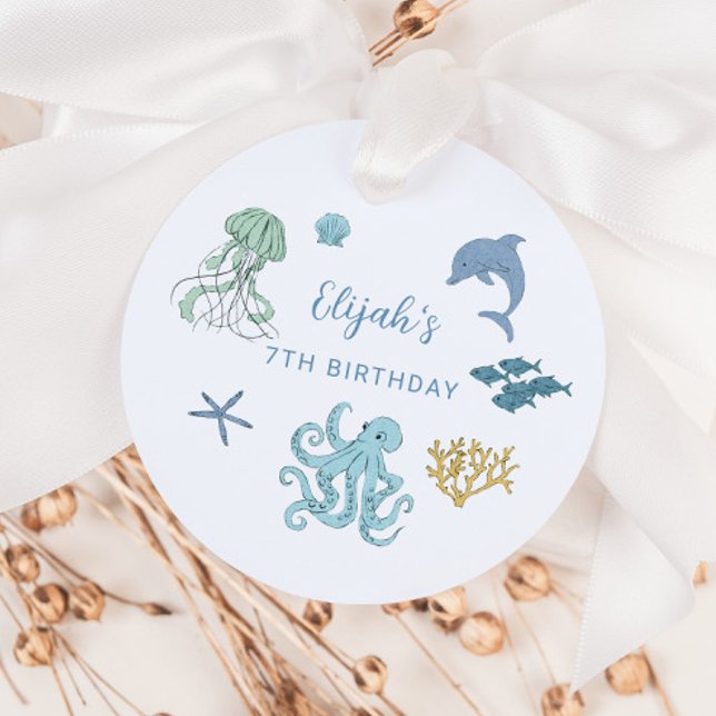 Födelsedagsfesten Blåhavskreatur Gåvor Etiketter (Skapare uppladdad)