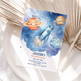 Födelsedagsfesten Blast Off Rymden planets Inbjudningar