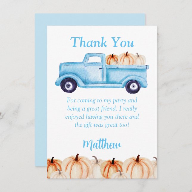 Födelsedagsfesten Blått ljus - tack för ditt kort (Fram/baksida)