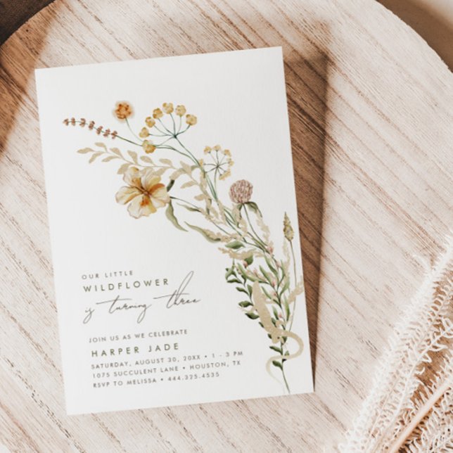 Födelsedagsfesten Blommigt av vår lilla Wildblommo Inbjudningar (Skapare uppladdad)