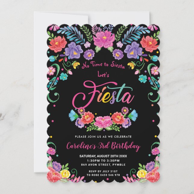 Födelsedagsfesten Blommigt Flowers Fiesta Inbjudningar (Framsida)
