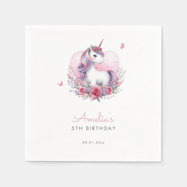 Födelsedagsfesten Blommigt för vattenfärg - Unicor Pappersservett (Framsidan)