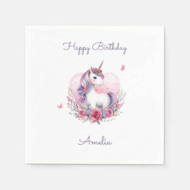 Födelsedagsfesten Blommigt för vattenfärg - Unicor Pappersservett (Framsidan)