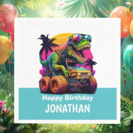 Födelsedagsfesten BLUE Dino-Mite MONSTER LASTBIL Pappersservett