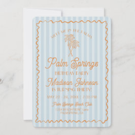 Födelsedagsfesten Blue Handflatan Vår Pastel Beach Inbjudningar