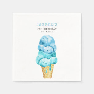 Födelsedagsfesten Blue Ice Cream Cone Pappersservett