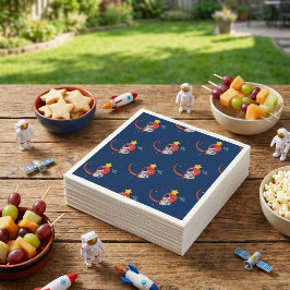 Födelsedagsfesten Blue Playful Rymden Astronaut Pappersservett