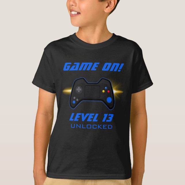 Födelsedagsfesten Blue Video Game T-Shirt (Framsida)