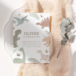 Födelsedagsfesten Boho Kids Dinosaur Theme Inbjudningar