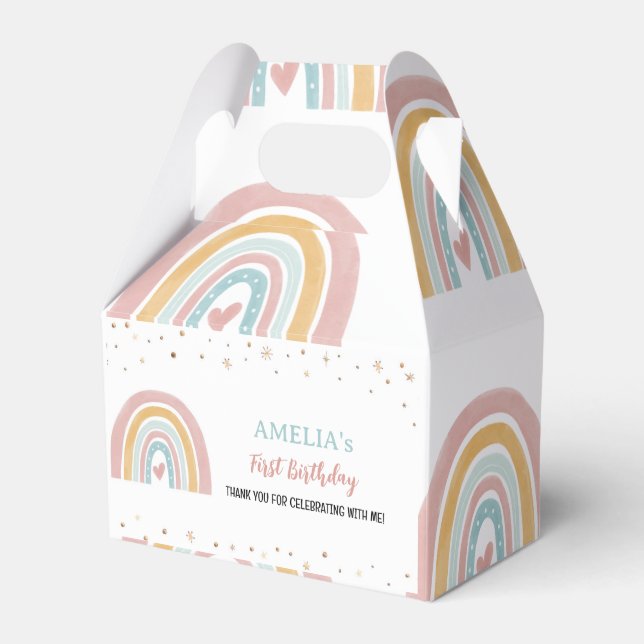 Födelsedagsfesten Boho Rainbow Favor Box Presentaskar (Framsidan Sidan)