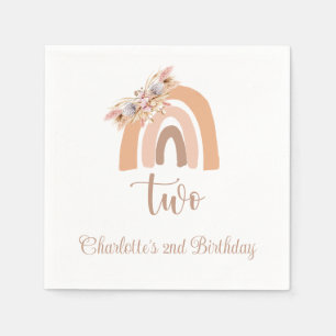 Födelsedagsfesten Boho Rainbow Pampas Grass Pappersservett