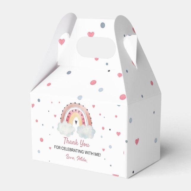 Födelsedagsfesten Boho Sunshine Rainbow Favor Box Presentaskar (Framsidan Sidan)