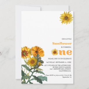 Födelsedagsfesten Boho Wildblomgulfärgad solrosa Inbjudningar