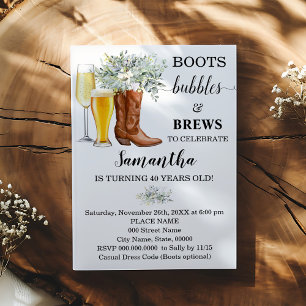 Födelsedagsfesten Boots Bubbles and Brews Inbjudningar