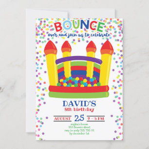 Födelsedagsfesten BounHouse Colorful Boy Inbjudningar