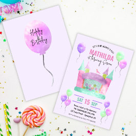 Födelsedagsfesten Bounhus Jump Trampoline Girl Inbjudningar