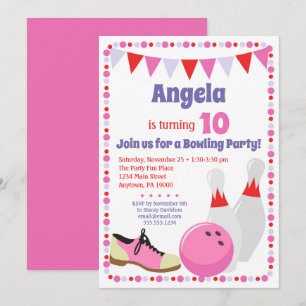 Födelsedagsfesten Bowling Inbjudan Girls Bowling