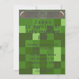 Födelsedagsfesten Boys Pixel Gamer Inbjudningar