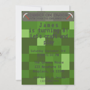 Födelsedagsfesten Boys Pixel Gamer Inbjudningar