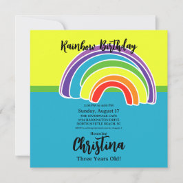 Födelsedagsfesten Bright Rainbows Inbjudningar