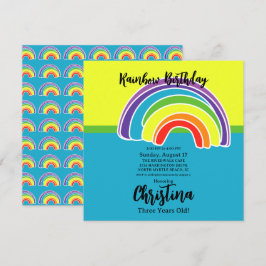 Födelsedagsfesten Bright Rainbows Inbjudningar