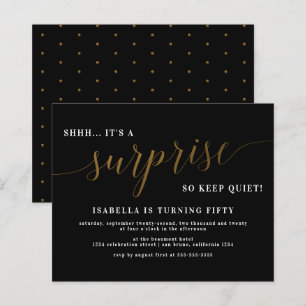 Födelsedagsfesten Budget Black & Guld Script Surpr