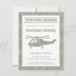 Födelsedagsfesten Camo Print Helicopter Army Boys Inbjudningar
