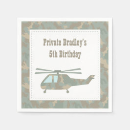 Födelsedagsfesten Camo Print Helicopter Army Boys Pappersservett