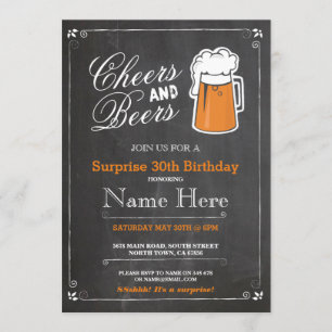 Födelsedagsfesten Cheers & Öl ANY AGE Beer Inbjuda Inbjudningar