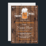 Födelsedagsfesten Cheers & Öl ANY AGE Beer Inbjuda Inbjudningar<br><div class="desc">Rustik cheers och öl födelsedagsfest inbjudan design. Perfekt för alla åldersgrupper i födelsedagsfesten. ÄNDRA ENKELT TEXTEN TILL KOSTYM PARTY. Tillbakutskrift ingår</div>