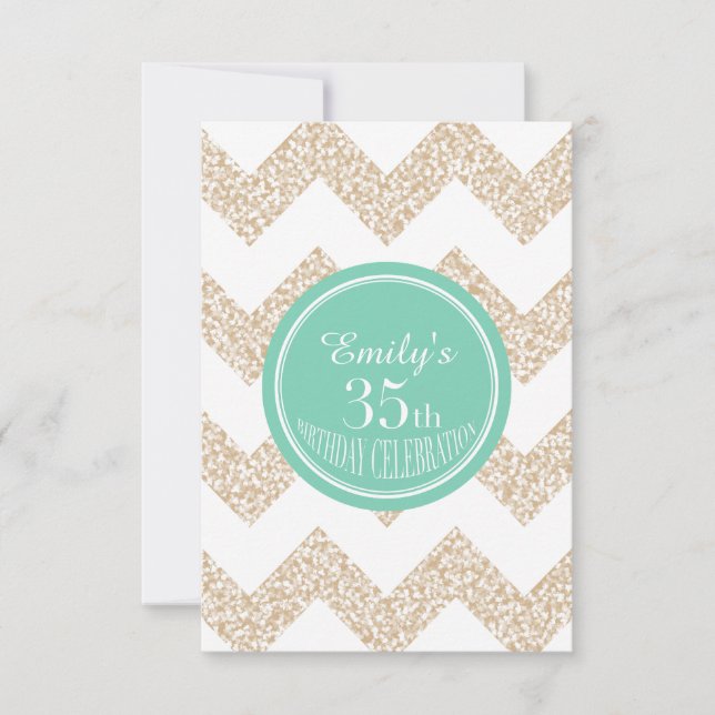 Födelsedagsfesten Chevron-35e Välj Färg-platta kor Inbjudningar (Framsida)