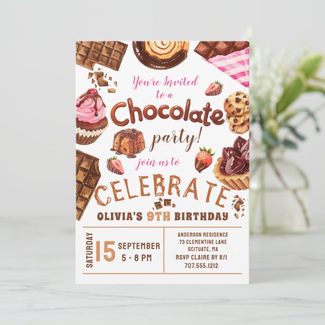 Födelsedagsfesten Chocolate Desserts Inbjudningar (Stående Fram)